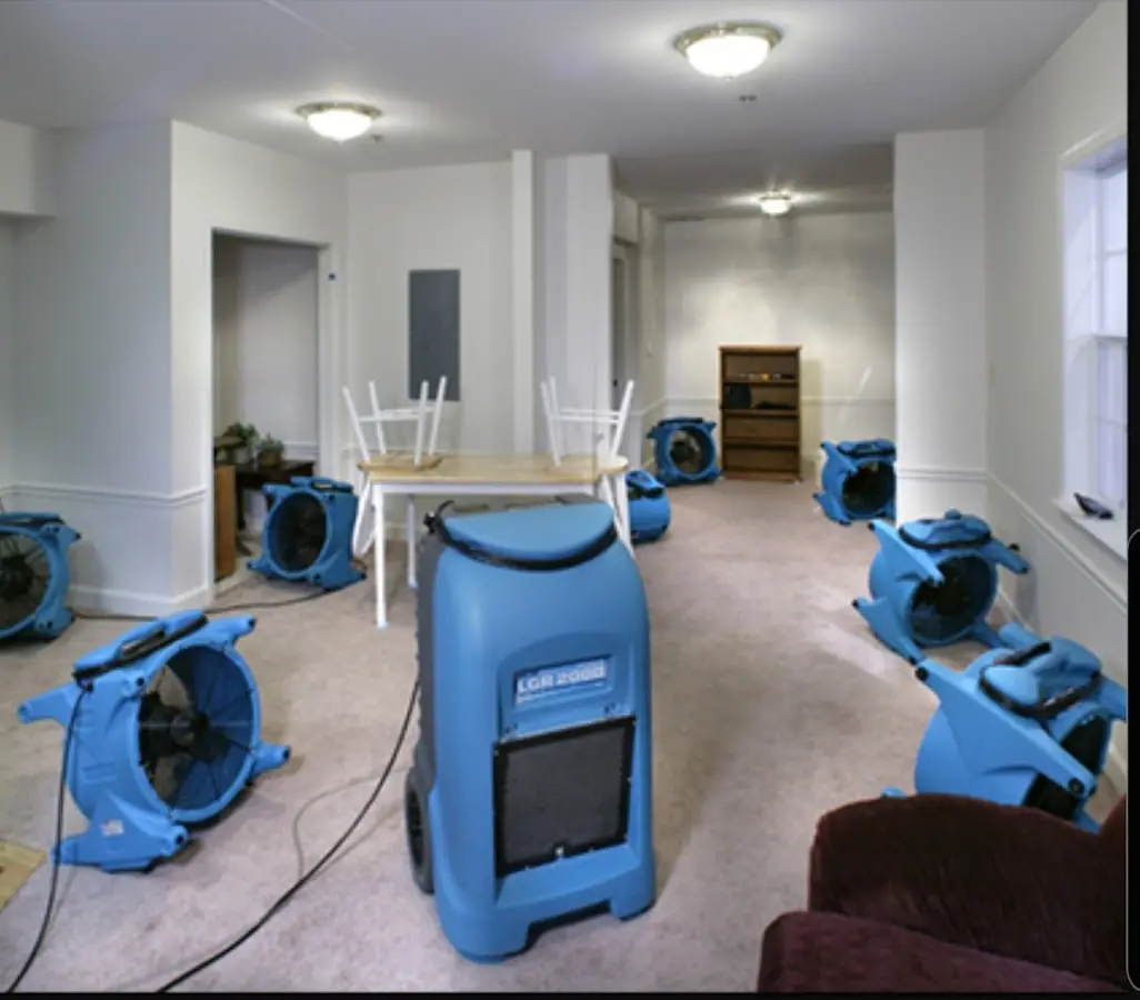 Air movers and dehumidifier setup for Water Damage Restoration in Grand Ledge